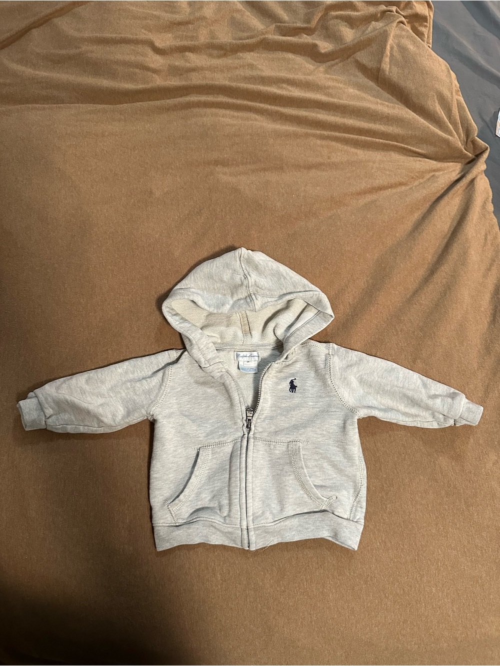 Ralph Lauren Cream Zip-Up Hoodie with Navy Pony